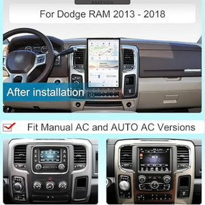 14.4" Qualcomm For Dodge RAM 1500 2500 3500 2013-2018 Car Radio Stereo Carplay Upgrade Tesla Style Screen Android Auto GPS Navigation Multimedia Player Carputech