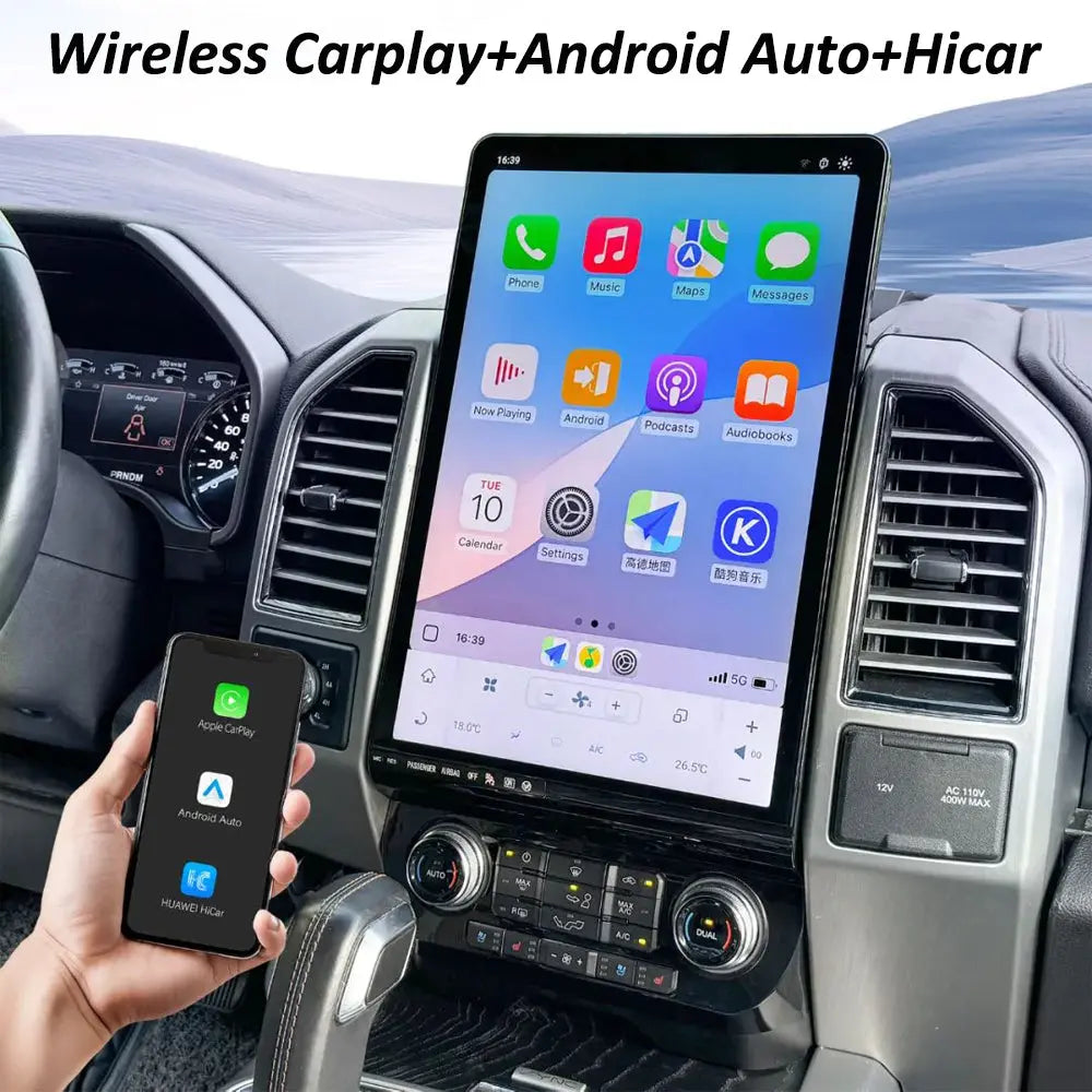 16.8" Qualcomm For Ford F150 2015-2019 Upgrade Tesla Style Screen Android Auto GPS Navigation Multimedia Player Carputech