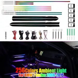 For BMW 7 Series 2008-2015 256 Color Symphony LED Car Interior Ambient Lighting Atmosphere Strip Accessories Upgrade Carputech