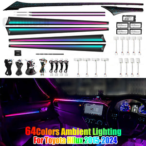 Upgrade RHD/LHD 64 Color Symphony Led Car Interior Ambient Lighting for Toyota Hilux 2015-2024 Trim Accessories Carputech