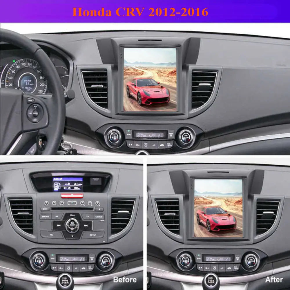 10.4" For Honda CRV 2012-2016 Car Radio Headunit Stereo Carplay Upgrade Tesla Style Screen Android Auto GPS Navigation Multimedia Player Carputech