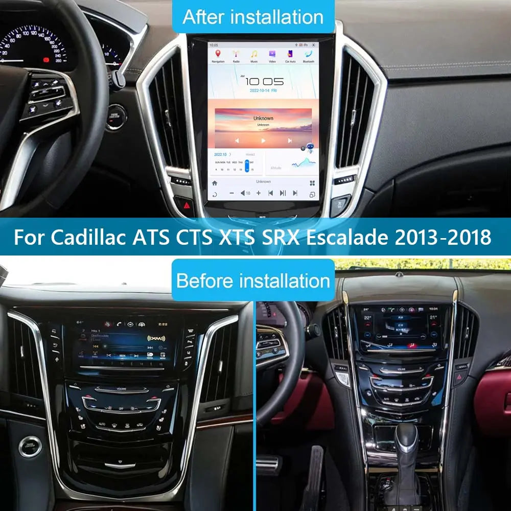10.5" Qualcomm For Cadillac ATS CTS XTS SRX Escalade 2013-2018 Car Radio Stereo Carplay Upgrade Tesla Style Screen Android Auto GPS Navigation Multimedia Player Carputech