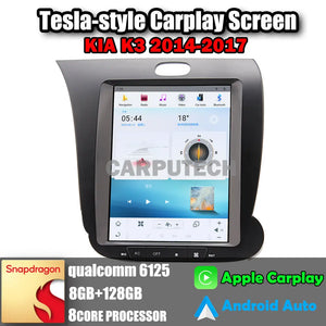 10.4" For KIA K3 2014-2017 Car Radio Headunit Stereo Carplay Upgrade Tesla Style Screen Android Auto GPS Navigation Multimedia Player Carputech