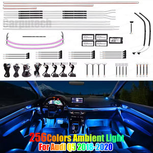 Upgrade 256 Colors Symphony Led Car Interior Ambient Lighting Decoration for Audi Q5 2018-2020 Atmosphere Strip Accessories Carputech