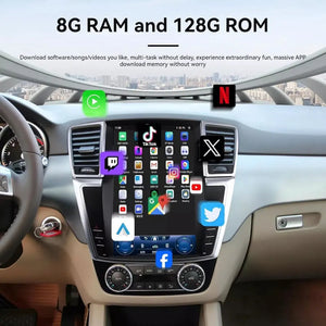 12.1" Qualcomm For Mercedes Benz ML GL W166 X166 2012-2015 Car Radio Stereo Carplay Upgrade Tesla Style Screen Android Auto GPS Navigation Multimedia Player Carputech