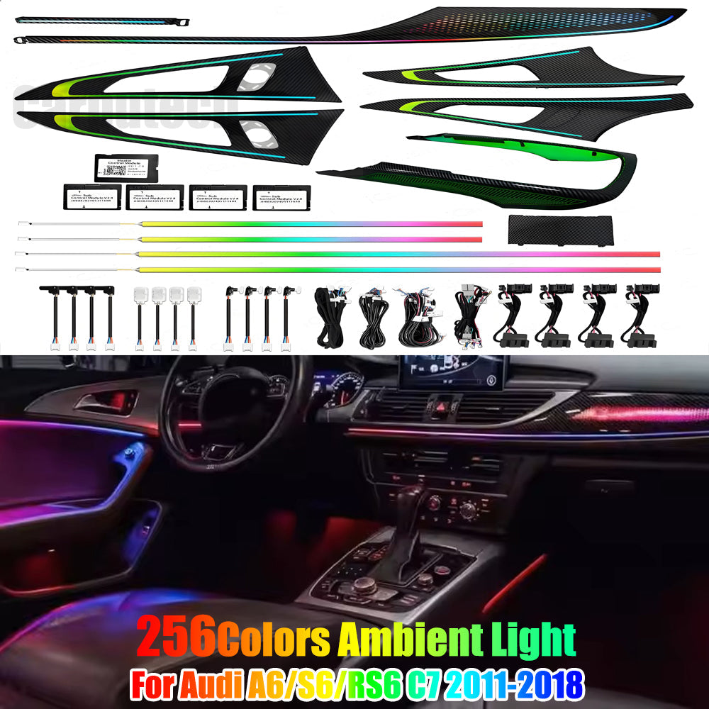 Upgrade 256 Colors Symphony Led Car Interior Ambient Lighting Decoration for Audi A6/S6/RS6 C7 2011-2018 Trim Accessories Carputech