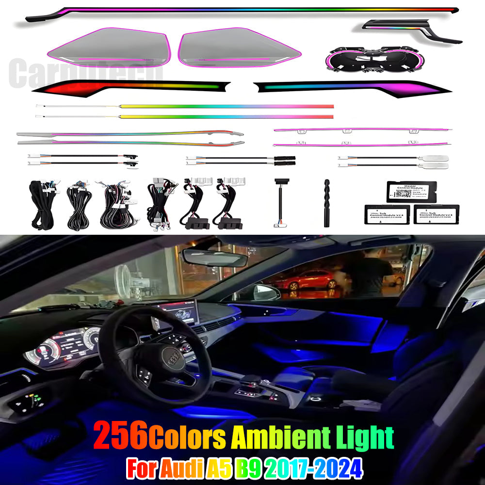 Upgrade 256 Colors Symphony Led Car Interior Ambient Lighting Decoration for Audi A5 B9 2017-2024 Atmosphere Strip Accessories Carputech