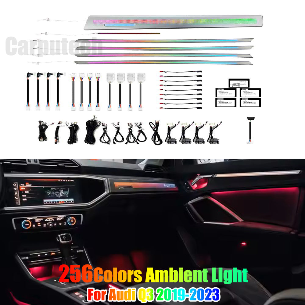 Upgrade 256 Colors Symphony Led Car Interior Ambient Lighting Decoration for Audi Q3 2019-2023 Atmosphere Strip Accessories Carputech