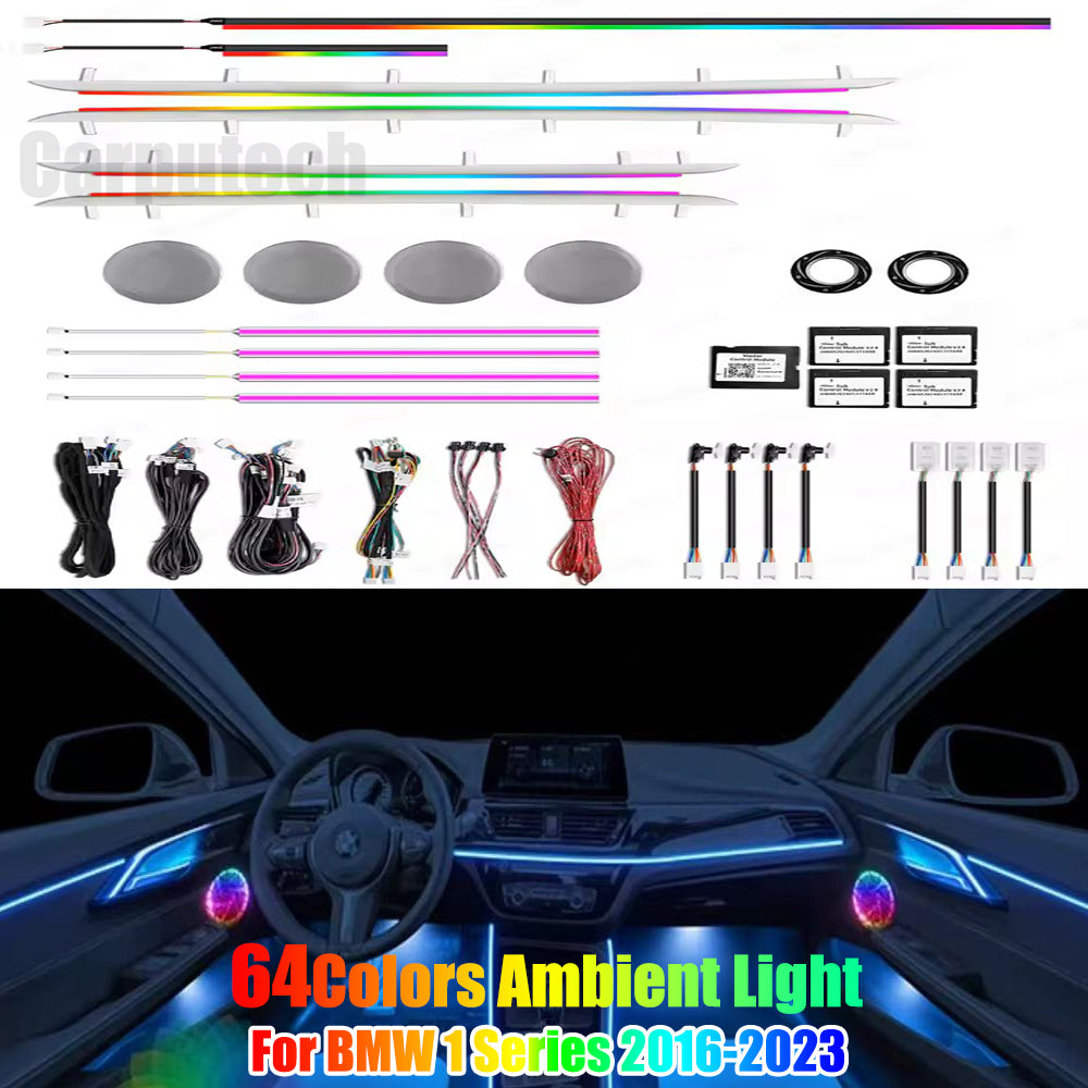 64 Colors Dynamic Ambient Lighting for BMW 1 Series 2016-2023 Interior Lighting Upgrade Accessories Carputech