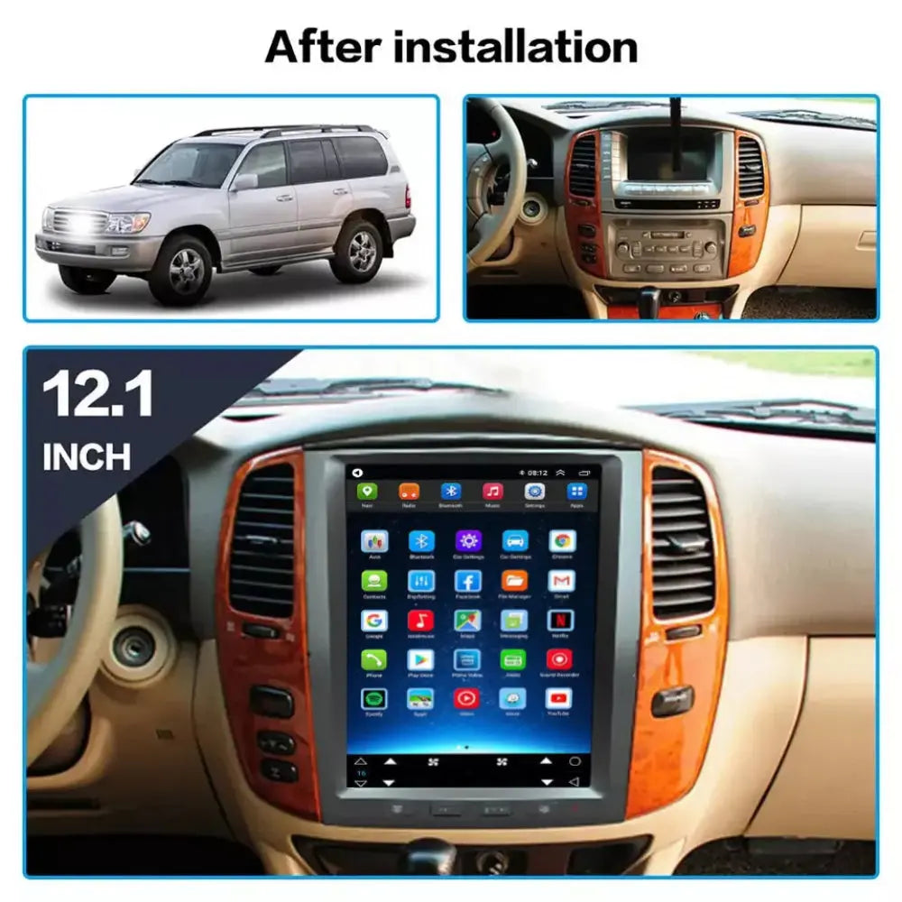 12.1" Qualcomm For Lexus LX470 2002-2007 Car Radio Stereo Carplay Upgrade Tesla Style Screen Android Auto GPS Navigation Multimedia Player Carputech