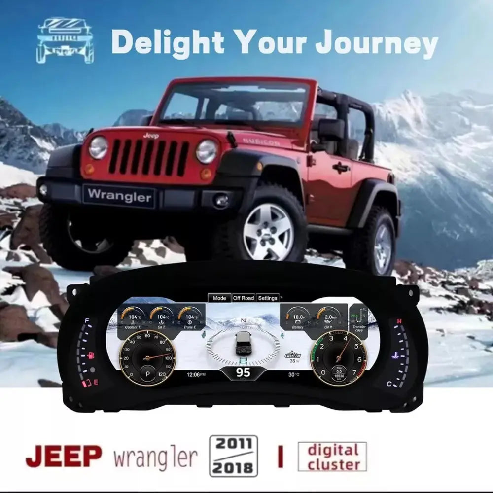 12.3" LCD Digital Dashboard Cluster For Jeep Wrangler 2010-2018 Car Panel Speedometer Virtual Cockpit Carputech