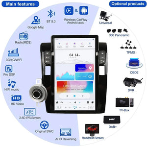 13.6" Qualcomm For Toyota Tundra 2007-2013 Car Radio Stereo Carplay Upgrade Tesla Style Screen Android Auto GPS Navigation Multimedia Player Carputech