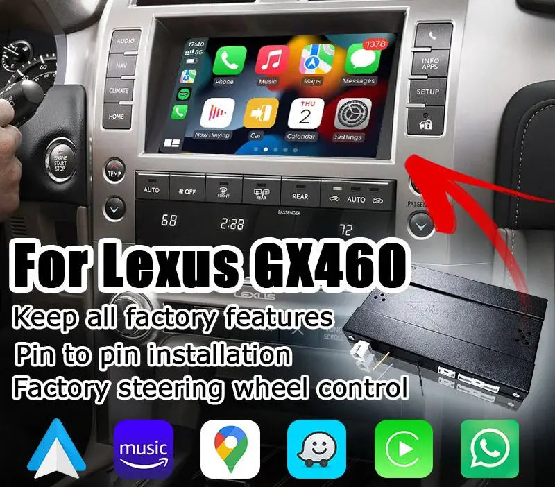Wireless Carplay & Android Auto Interface Box for Lexus GX400 GX460 2010-2021 with Phone Mirror Link Carplay Upgrade Module Carputech