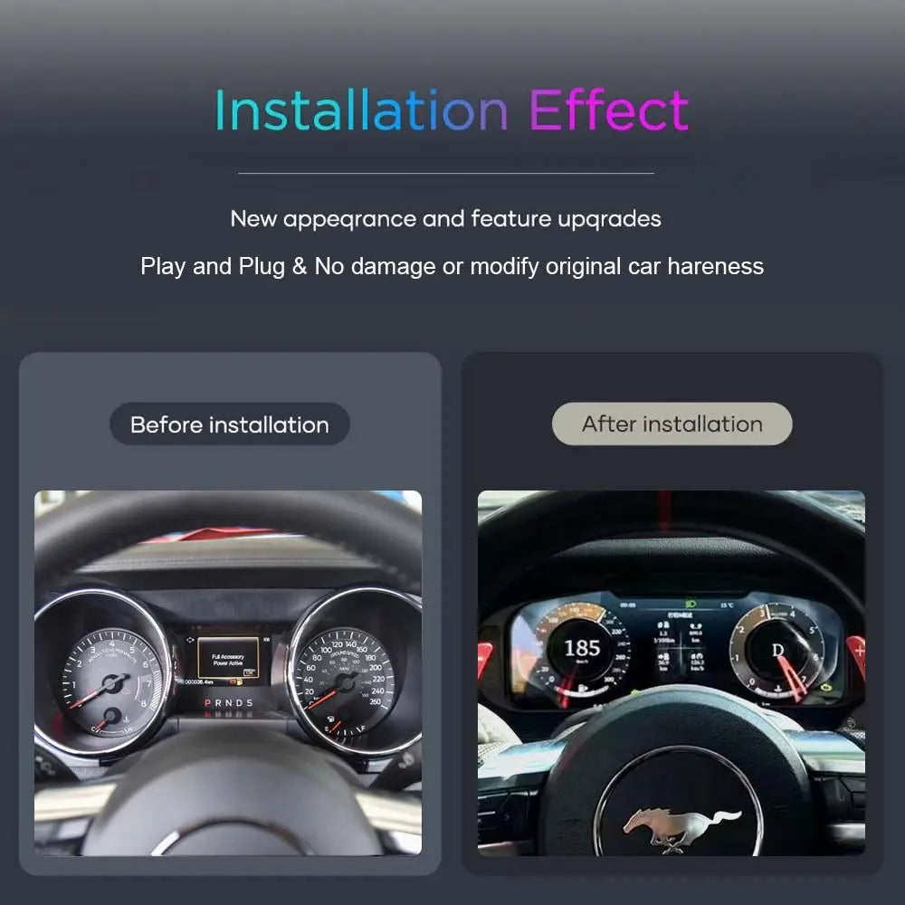 12.3" LCD Digital Dashboard Cluster For Ford Mustang 2012-2023 Car Panel Speedometer Virtual Cockpit Carputech