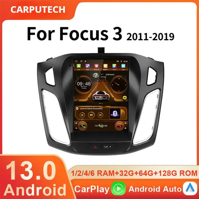 For Ford Focus 3 Mk 3 2011 2012 - 2019 Multimedia Player 9.7" Android 13 Carplay Car Radio 2Din GPS Auto Stereo DVD Carputech
