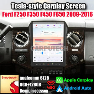 12.1" Qualcomm For Ford F250 F350 F450 F650 Heavy Duty Truck 2009-2016 Car Radio Stereo Carplay Upgrade Tesla Style Screen Android Auto GPS Navigation Multimedia Player Carputech