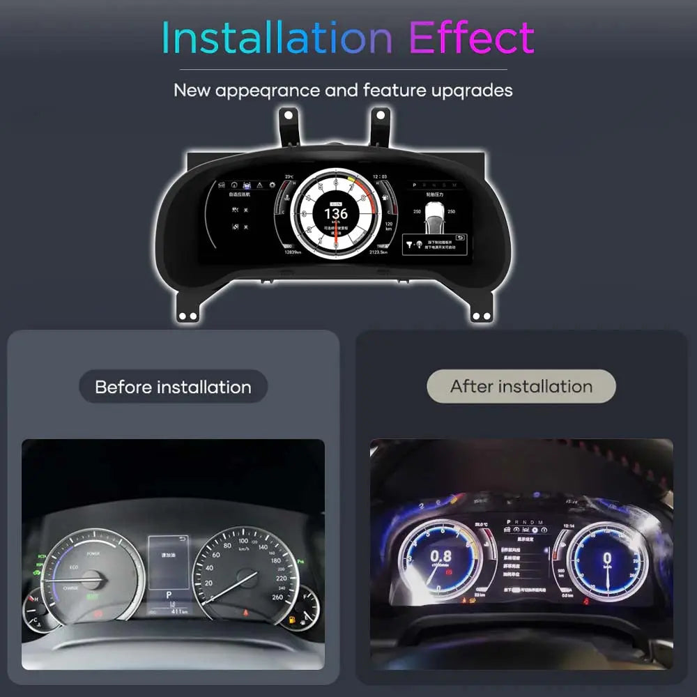 12.3" LCD Digital Dashboard Cluster For Lexus RX 2016-2021 Car Panel Speedometer Virtual Cockpit Carputech