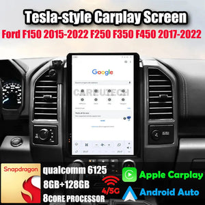 For Ford F150 2015-2022 F250 F350 F450 Heavy Duty Truck 2017-2022 Car Radio Stereo Carplay Upgrade Tesla Style Screen 14.4" Qualcomm Android Auto GPS Navigation Multimedia Player Carputech