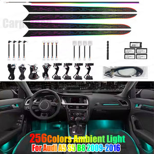 Upgrade 256 Colors Led Car Interior Ambient Lighting Decoration for Audi A5 S5 B8 2009-2016 Atmosphere Strip Accessories Carputech