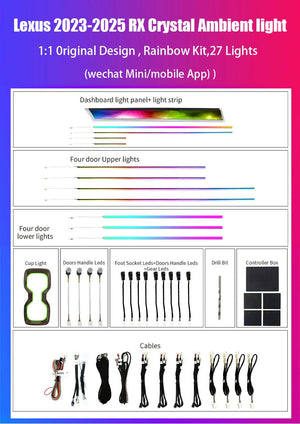 Led Car Interior Ambient Light for Lexus RX 2023-2025 Atmosphere Strip Accessories Upgrade Carputech