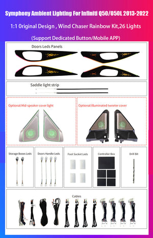 Car Interior Ambient Lighting for Infiniti Q50/Q50L 2013-2022 original style modification - Carputech