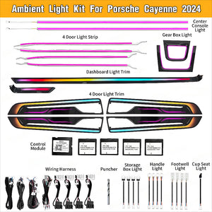 Dynamic Ambient Lighting for Porsche Cayenne 2024-2025 Interior Decoration Symphony LED Lighting Trim Accessories Carputech