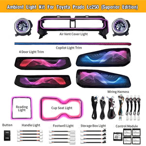 64 Colors Dynamic Ambient Light for Toyota Land Cruiser LC250 / Prado Interior LED Lighting Upgrade Accessories Carputech
