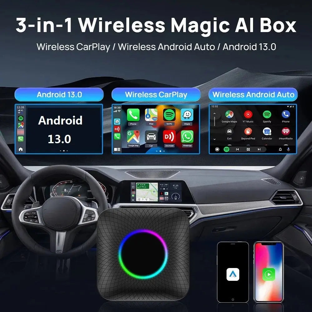 SM6225 Carputech CarPlay Ai Box Android 13 Smart Video Streaming Box for OEM Car Multimedia Wireless CarPlay Android Auto 8+128G Carputech