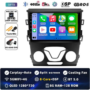 Android 14 Carplay Auto For Ford Fusion Mondeo 5 2014 - 2019 Car Radio Multimedia Video Player Navigation GPS No 2Din 2 Din DVD Carputech