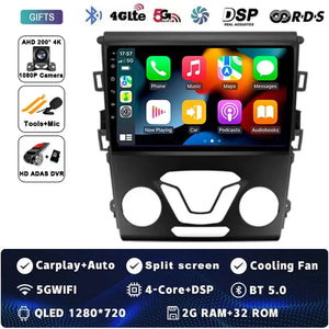 Android 14 Carplay Auto For Ford Fusion Mondeo 5 2014 - 2019 Car Radio Multimedia Video Player Navigation GPS No 2Din 2 Din DVD Carputech