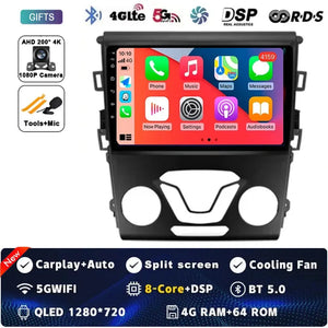 Android 14 Carplay Auto For Ford Fusion Mondeo 5 2014 - 2019 Car Radio Multimedia Video Player Navigation GPS No 2Din 2 Din DVD Carputech