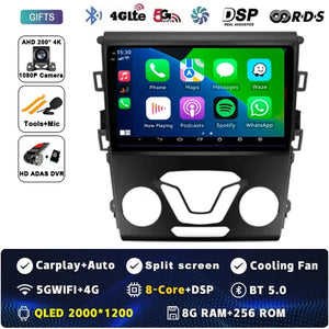Android 14 Carplay Auto For Ford Fusion Mondeo 5 2014 - 2019 Car Radio Multimedia Video Player Navigation GPS No 2Din 2 Din DVD Carputech