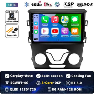 Android 14 Carplay Auto For Ford Fusion Mondeo 5 2014 - 2019 Car Radio Multimedia Video Player Navigation GPS No 2Din 2 Din DVD Carputech