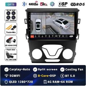 Android 14 Carplay Auto For Ford Fusion Mondeo 5 2014 - 2019 Car Radio Multimedia Video Player Navigation GPS No 2Din 2 Din DVD Carputech