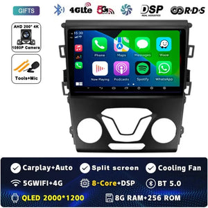 Android 14 Carplay Auto For Ford Fusion Mondeo 5 2014 - 2019 Car Radio Multimedia Video Player Navigation GPS No 2Din 2 Din DVD Carputech