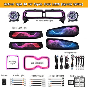 64 Colors Dynamic Ambient Light for Toyota Land Cruiser LC250 / Prado Interior LED Lighting Upgrade Accessories Carputech