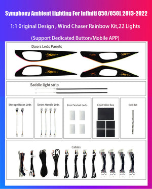 Car Interior Ambient Lighting for Infiniti Q50/Q50L 2013-2022 original style modification - Carputech