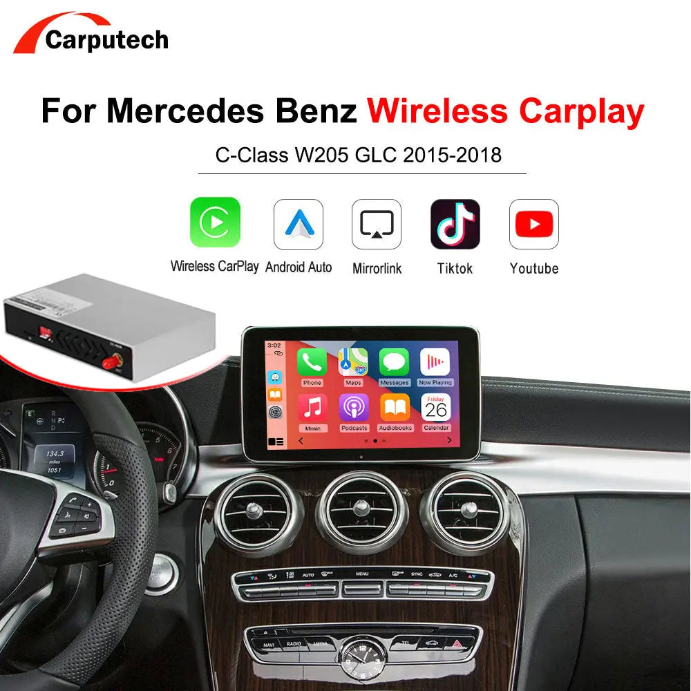 Wireless CarPlay DecoderAndroid Auto for Mercedes Benz C-Class W205 GLC 2015-2018, with Mirror Link AirPlay Car Play Carputech