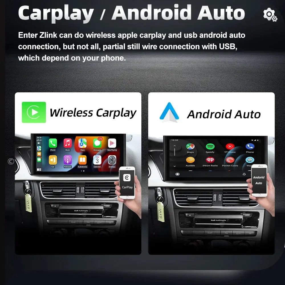 CarpuTech Android 14 CarPlay Screen Upgrade for Audi A4 / A5 (2009–2016) – 12.3inch 1920×720 IPS Display, GPS Navigation, DSP, Wireless CarPlay & Android Auto Carputech