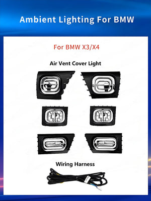 For BMW X3 X4 F25 F26 2012-2017 Upgrade 256 Colors Symphony Car Interior Ambient Lighting Air Vent Strip Accessories Carputech