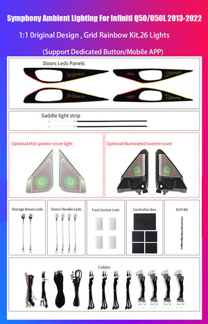 Car Interior Ambient Lighting for Infiniti Q50/Q50L 2013-2022 original style modification - Carputech
