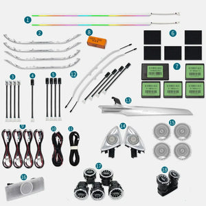 64 Colors Premium Car Interior Ambient Lighting for Mercedes Benz C-class W205/ GLC X253 2015-2021 Dream Color Car Atmosphere Lamp Carputech