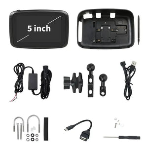 5 inch Motorcycle Wireless Apple Carplay Android Auto Portable Navigation GPS Screen IPX7 Motorcycle Waterproof Display Carputech
