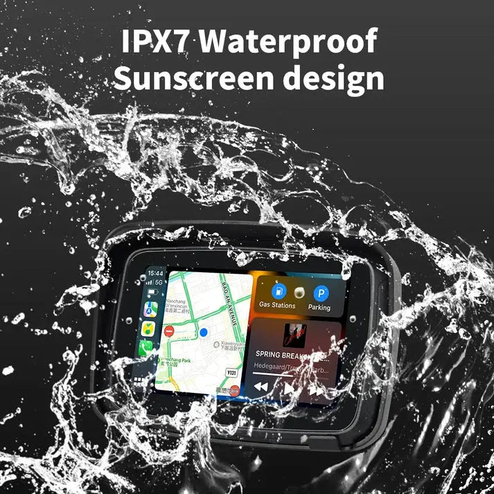 5 inch Motorcycle Wireless Apple Carplay Android Auto Portable Navigation GPS Screen IPX7 Motorcycle Waterproof Display Carputech