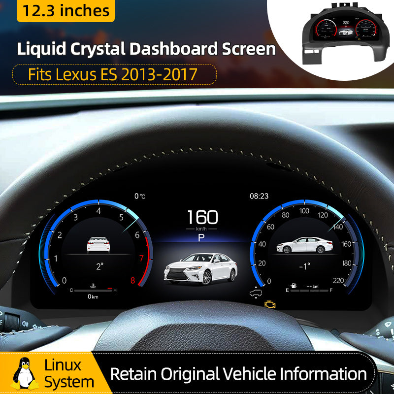 For Lexus ES 2013-2017 12.3" LCD Digital Dashboard Cluster Car Panel Speedometer Virtual Cockpit