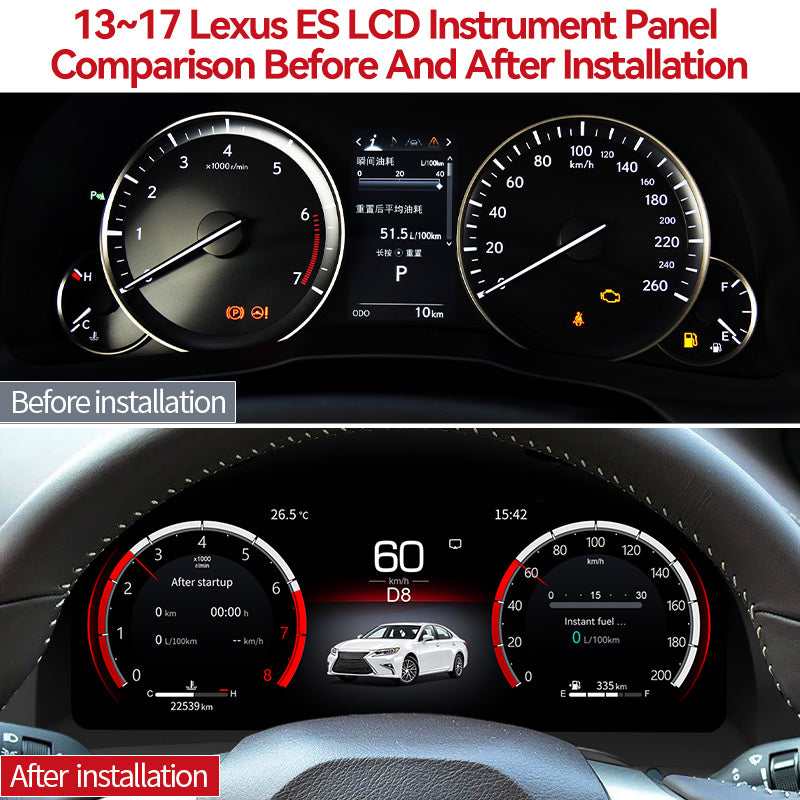 For Lexus ES 2013-2017 12.3" LCD Digital Dashboard Cluster Car Panel Speedometer Virtual Cockpit