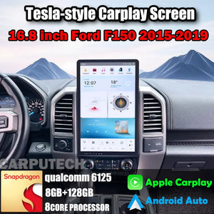 16.8" Qualcomm For Ford F150 2015-2019 Upgrade Tesla Style Screen Android Auto GPS Navigation Multimedia Player Carputech