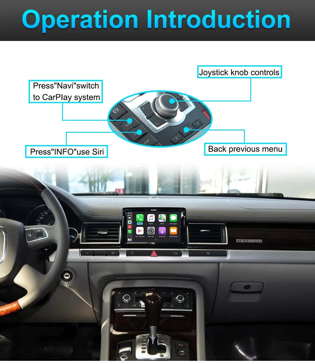 Carputeh Apple CarPlay Wireless For Audi MMI 2G A4 A5 A6 A7 A8 Q5 Q7 2005-2010 Android Auto Carplay Module Decoder Box Netflix Carputech
