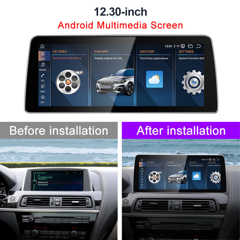ID8 Qualcomm Snapdragon Android 14 Wireless CarPlay AUTO pour BMW Série 6 F06 F12 F13 CIC NBT Lecteurs multimédias voiture GPS Navi