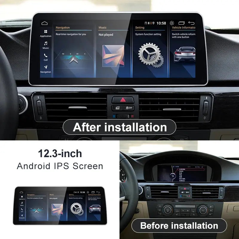 For BMW 3 series E90 E91 5 series E60 E61 CCC CIC Snapdragon665 12.3inch Touch Screen Wireless CarPlay AUTO Android System Head Unit Radio Android 13 Carputech